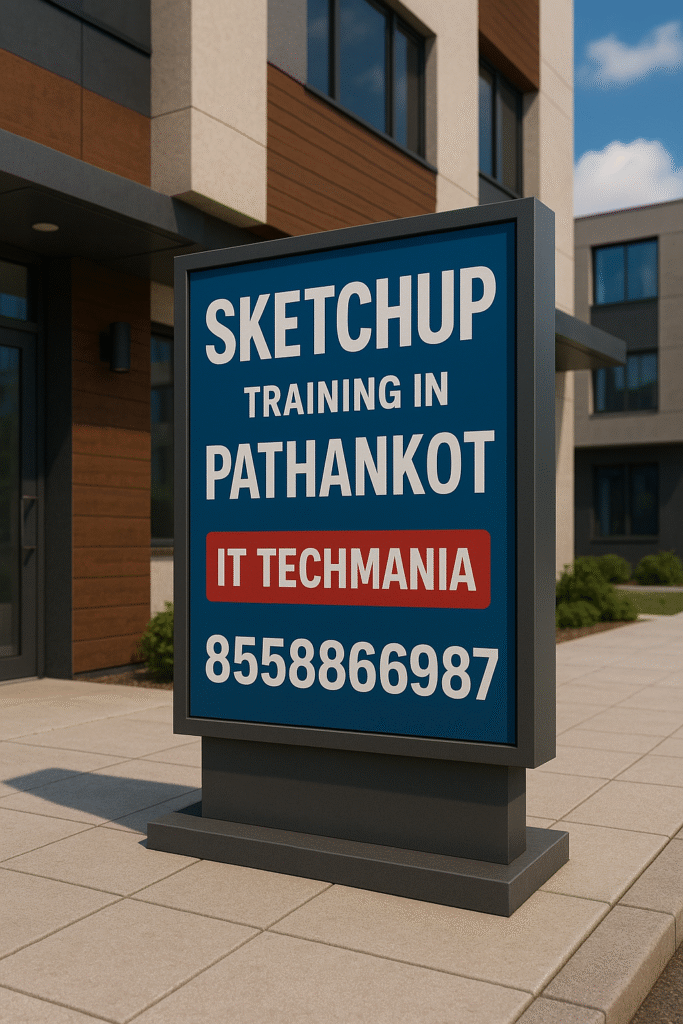 Instructor guiding students on SketchUp interface and V-Ray rendering tools in Pathankot training session