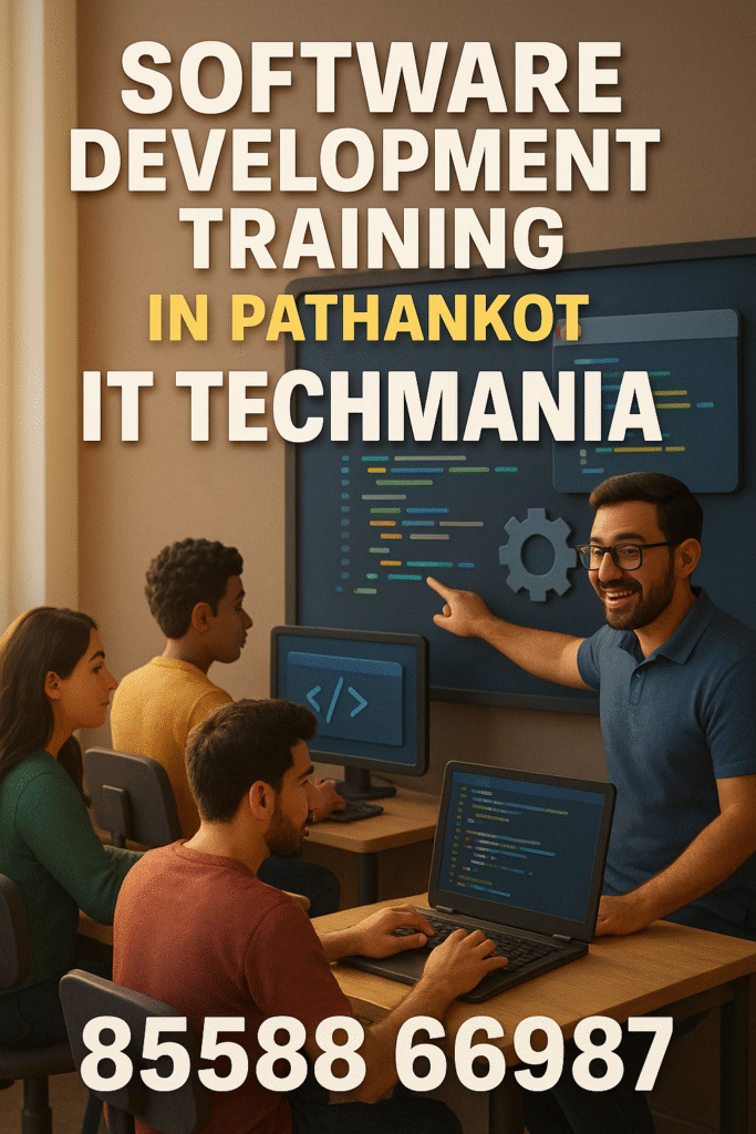 Hands-on project session in full-stack software development course at IT Techmania Pathankot