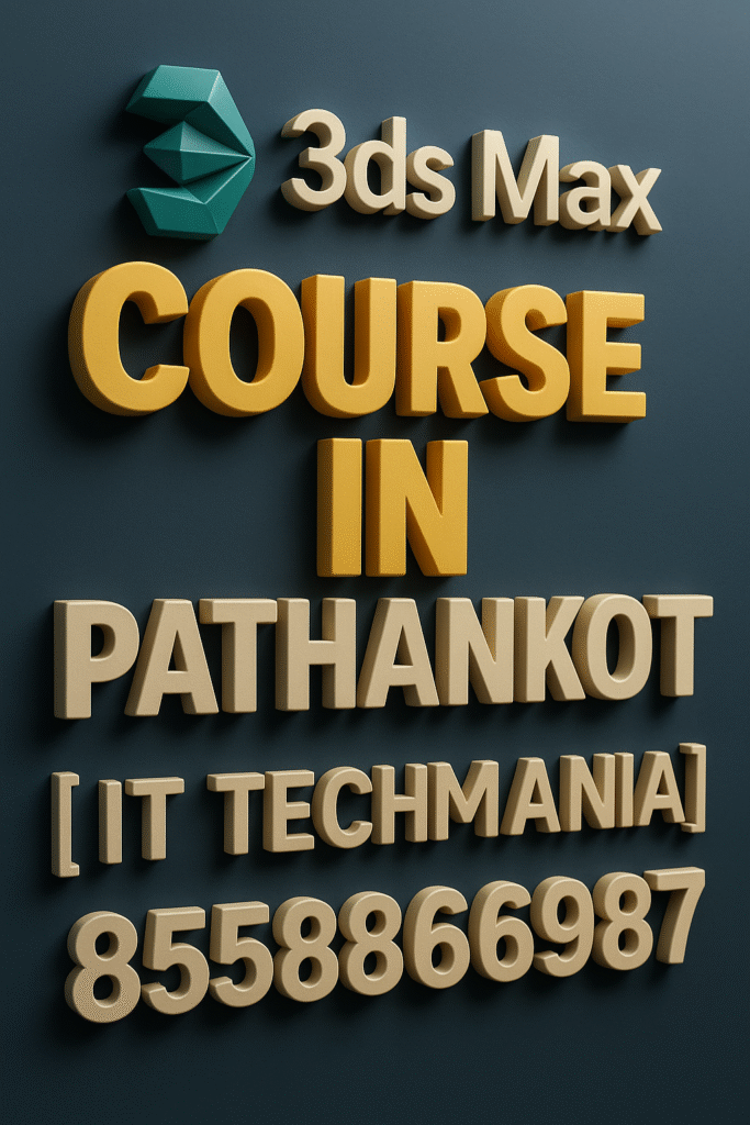 Student working on 3D interior model using 3ds Max at IT Techmania Pathankot