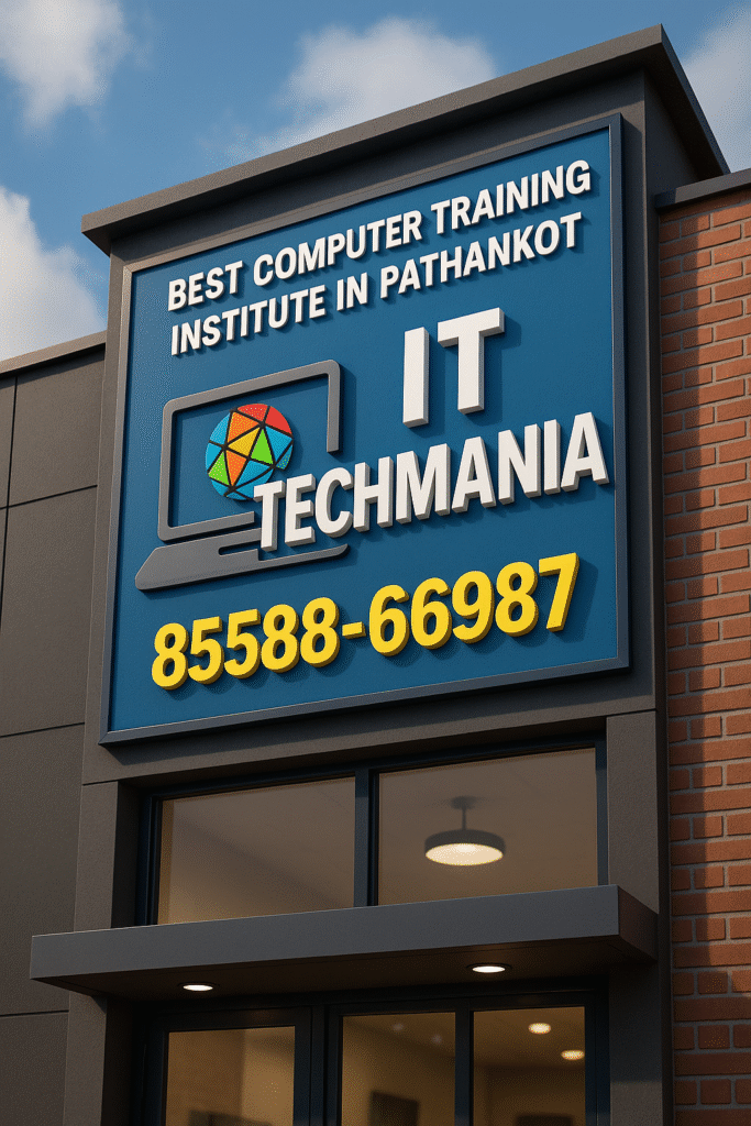 Students learning AutoCAD at IT Techmania in Pathankot