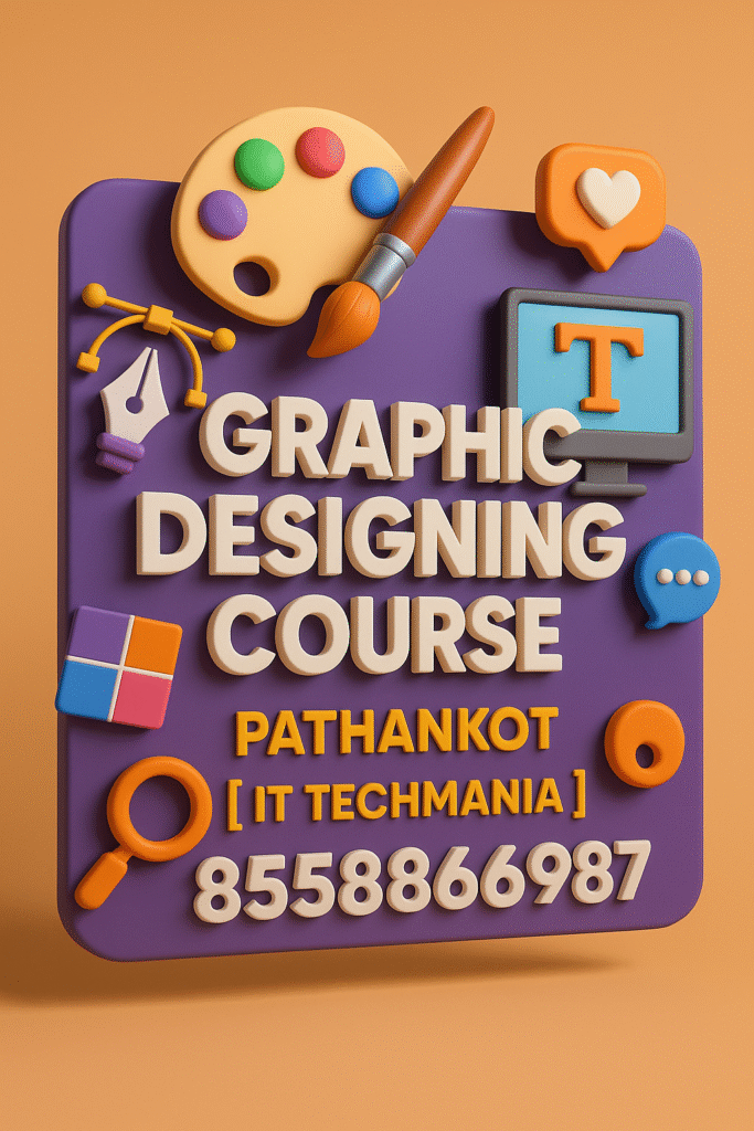 Student working on logo in Photoshop – Graphic Designing Course in Pathankot